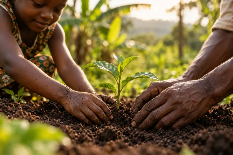 Plantation d’une jeune pousse