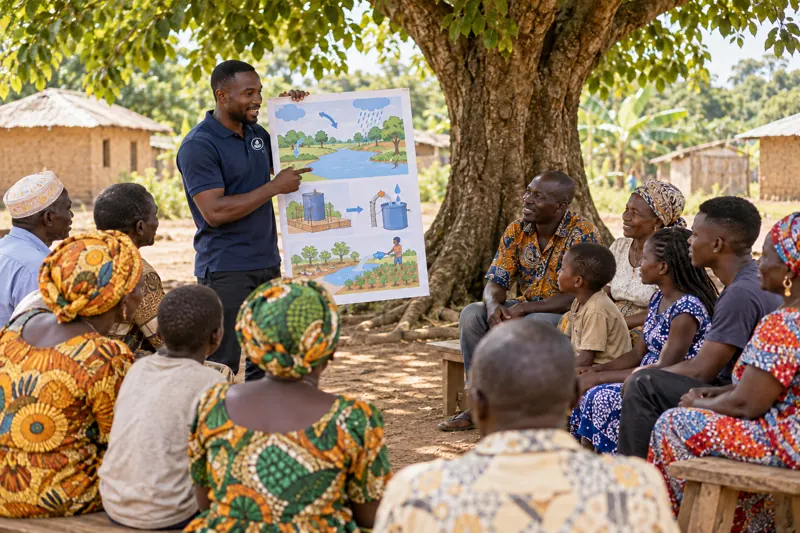 Atelier de sensibilisation dans un village